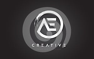 AE Circular Letter Logo with Circle Brush Design and Black Background.