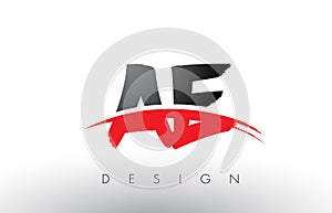 AE A D Brush Logo Letters with Red and Black Swoosh Brush Front photo