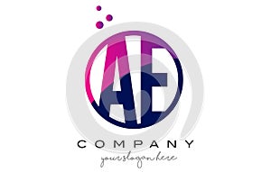 AE A D Circle Letter Logo Design with Purple Dots Bubbles photo