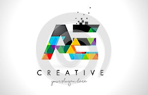 AE A D Letter Logo with Colorful Triangles Texture Design Vector