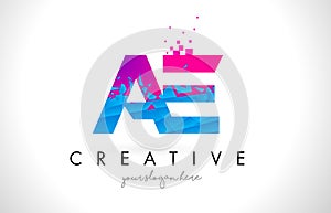 AE A D Letter Logo with Shattered Broken Blue Pink Texture Design Vector. photo