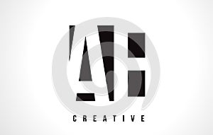 AE A D White Letter Logo Design with Black Square.