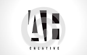 AE A D White Letter Logo Design with Black Square. photo