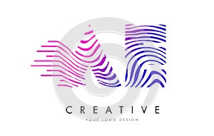 AE A D Zebra Lines Letter Logo Design with Magenta Colors