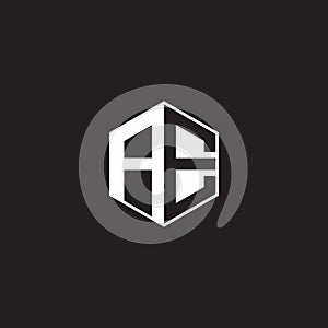 AE Logo monogram hexagon with black background negative space style photo