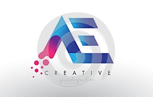 AE Letter Design with Creative Dots Bubble Circles and Blue Pink Colors