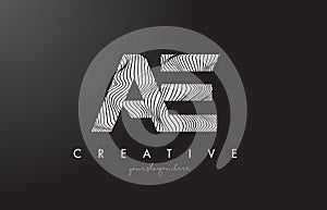AE Letter Logo with Zebra Lines Texture Design Vector.