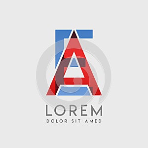 AE logo letters with blue and red gradation