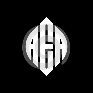 AEA circle letter logo design with circle and ellipse shape. AEA ellipse letters with typographic style. The three initials form a