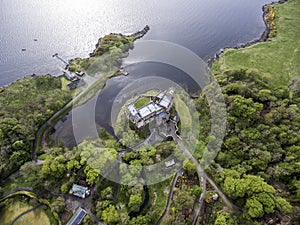 Aearial shot Landscape Loch Dunvegan Isle of Skye Scotland Great Britain