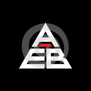 AEB triangle letter logo design with triangle shape. AEB triangle logo design monogram. AEB triangle vector logo template with red