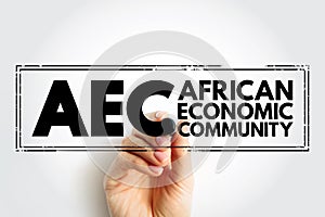 AEC African Economic Community - organization of African Union states establishing grounds for mutual economic development among