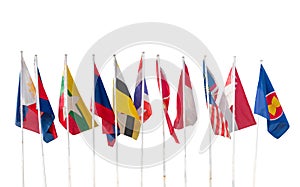 AEC, Ten countries flags in the ASEAN region isolated