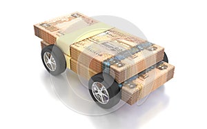 AED 200 United Arab Emirates Dirhams with Wheels Tires - 3D Illustration Render