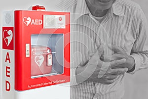 AED or Automated External Defibrillator first aid device for help people stroke or heart attack photo