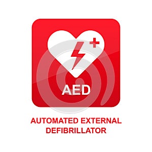 AED icon,automated external defibrillator sign isolated on white background