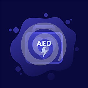 AED icon, automated external defibrillator,vector