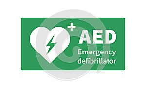 AED vector icon. Emergency defibrillator sign. Automated External Defibrillator. Vector illustration photo