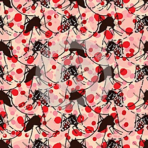 Aedes Albopictus many seamless pattern