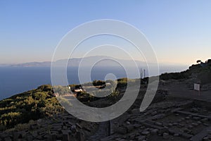 Aegean area - Assos Castle, a nice wave to Greece Island Lesvos from Ancient Roman Theatre