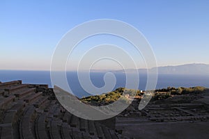 Aegean area - Assos Castle, a nice wave to Greece Island Lesvos from Ancient Roman Theatre