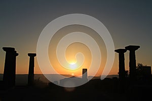 Aegean area - Assos Castle, sunset at Roman Theatre photo