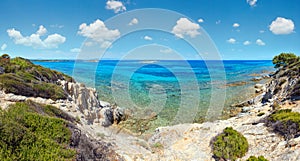 Aegean sea coast landscape, view near Karidi beach Chalkidiki, Greece