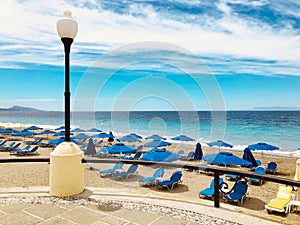 Aegean sea coastline and beach in Rhodes Island, Greece