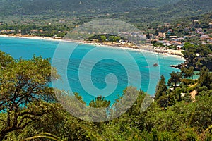 The Aegean sea coastline in Thassos island with crystal clear water, Greece, holiday destination