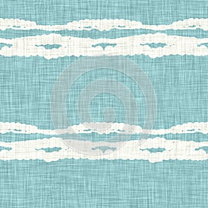 Aegean teal liner stripe patterned linen texture background. Summer coastal living style home decor fabric effect. Sea