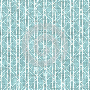 Aegean teal liner stripe patterned linen texture background. Summer coastal living style home decor fabric effect. Sea