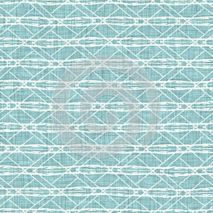 Aegean teal liner stripe patterned linen texture background. Summer coastal living style home decor fabric effect. Sea