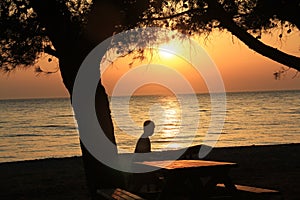 Aegean villages -sunset at the beach