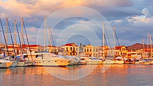 Aegina town at sunset