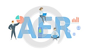 AER, Annual Equivalent Rate. Concept with keyword, people and icons. Flat vector illustration. Isolated on white. photo