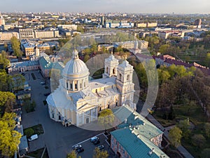 Aeral view to Holy Trinity Alexander Nevsky Lavra. An architectural complex with an Orthodox monastery, a neoclassical cathedral