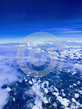 Aerea view on sky blue horizon