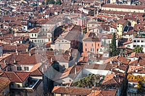 Aereal view of Brescia city from the castle