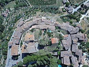 Aereal view of Montefioralle chianti drone