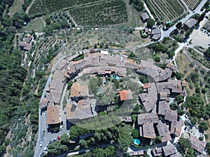 Aereal view of Montefioralle chianti drone