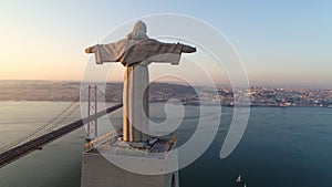 Aeria view Sanctuary of Christ the King in lisbon