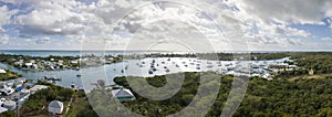 Aerial 180 degree panorama of bahamas