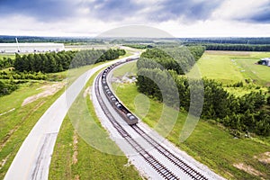 Aerial 2 - steel coils in rail cars on train tracks in Alabama