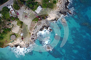 Aerial of 3 Dives point, Negril, Jamaica