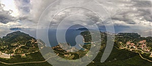 Aerial 360 view over Alonissos island  Sporades  Grreece