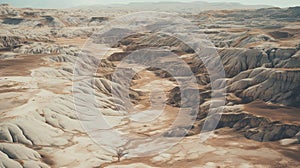Aerial 3d View Of Muted Toned Dead Valleys In Desert