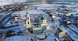 Aerial 4k video clip of The Church of Saint Nicholas in Domodedovo