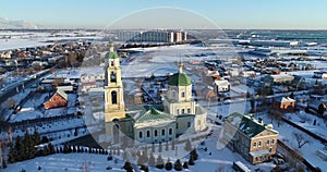 Aerial 4k video clip of The Church of Saint Nicholas in Domodedovo