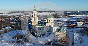 Aerial 4k video clip of The Church of Saint Nicholas in Domodedovo