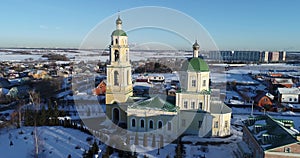 Aerial 4k video clip of The Church of Saint Nicholas in Domodedovo